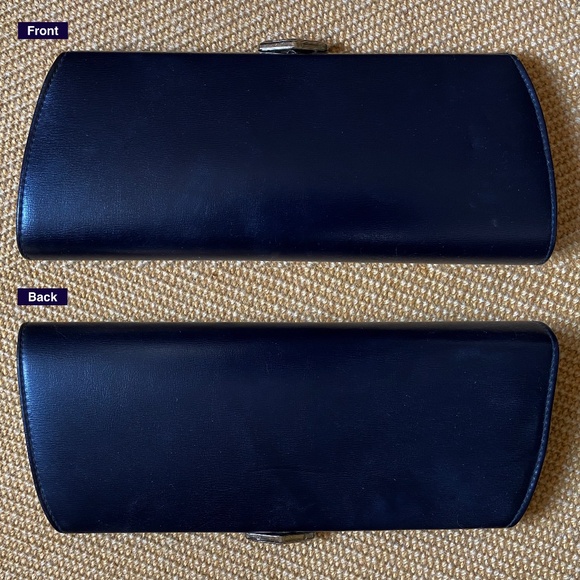 ✅ Dark Navy Leather Clutch · For Night Out or Fancy Party - Picture 1 of 4